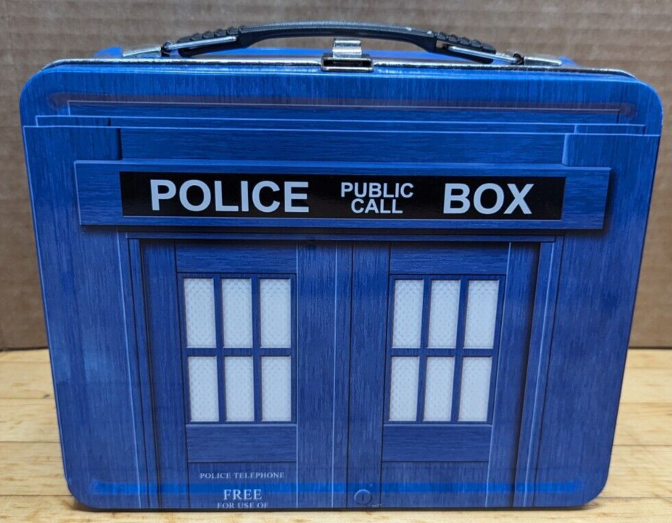 Vintage 1996 Doctor Who Tardis Tin Tote or Lunchbox Licensed by BBC 