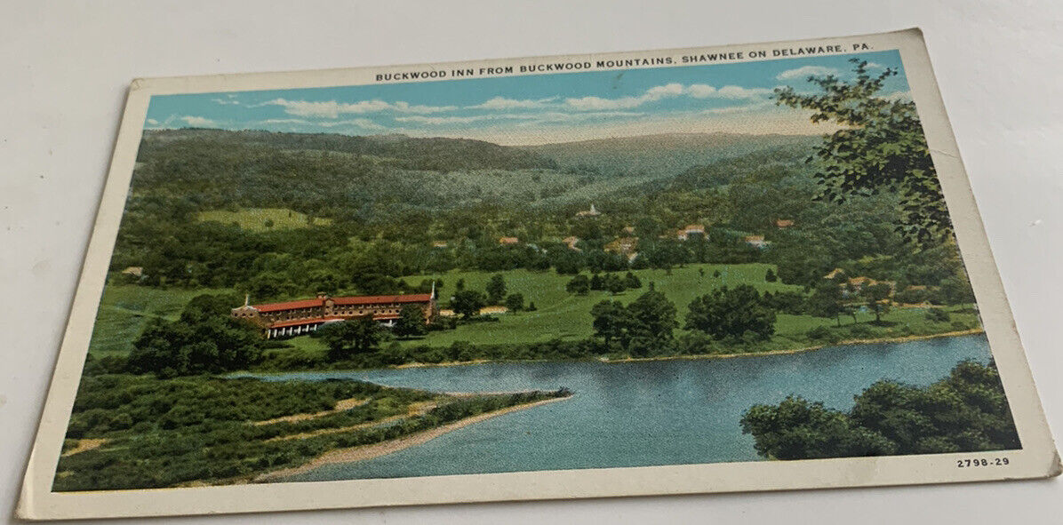 Postcard Buckwood Inn From BuckwoodMountains, Shanee On Delaware, PA  Vtg