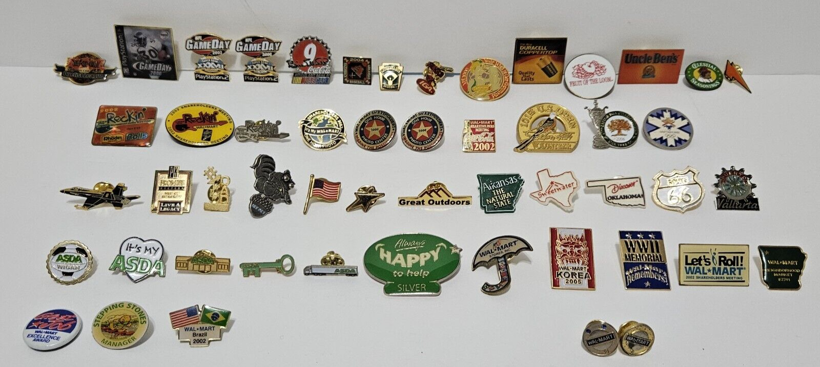 Walmart Employee Lapel Pin Lot Of 52 Service Award All Departments Vintage Rare