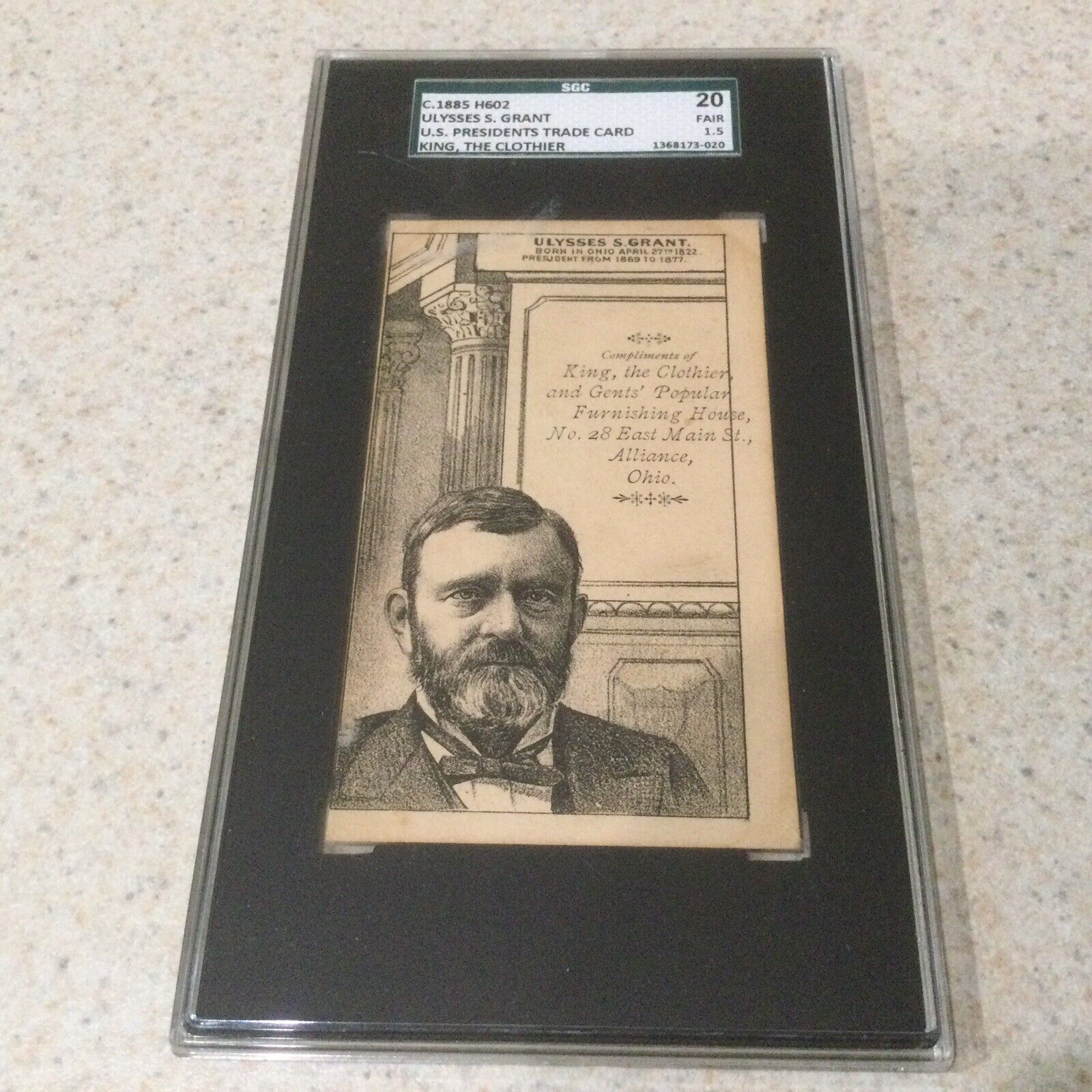 c.1885 H602 U.S. Presidents Trade Card - Ulysses S Grant SGC FAIR 1.5