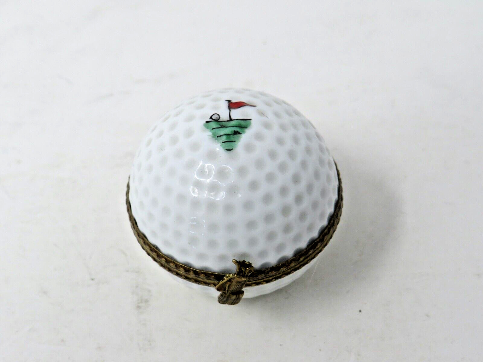 La Vie en Rose Limoges Golf Ball Trinket Box Painted Scene Inside France 