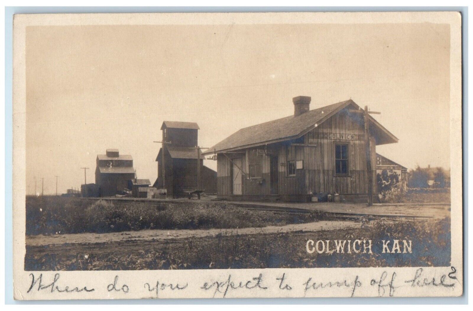 c1910\'s Grain Elevator Wichita Railroad Depot Station Posted RPPC Photo Postcard