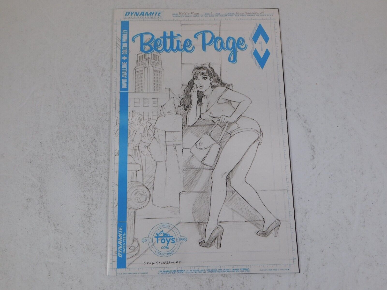 BETTIE PAGE #1 LIMITED EDITION GREG HILDEBRANDT B&W COVER- 400 Copy Print Run