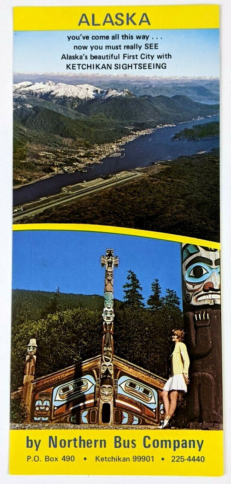 1970s Ketchikan Alaska Northern Bus Company Vintage Travel Brochure Tours AK