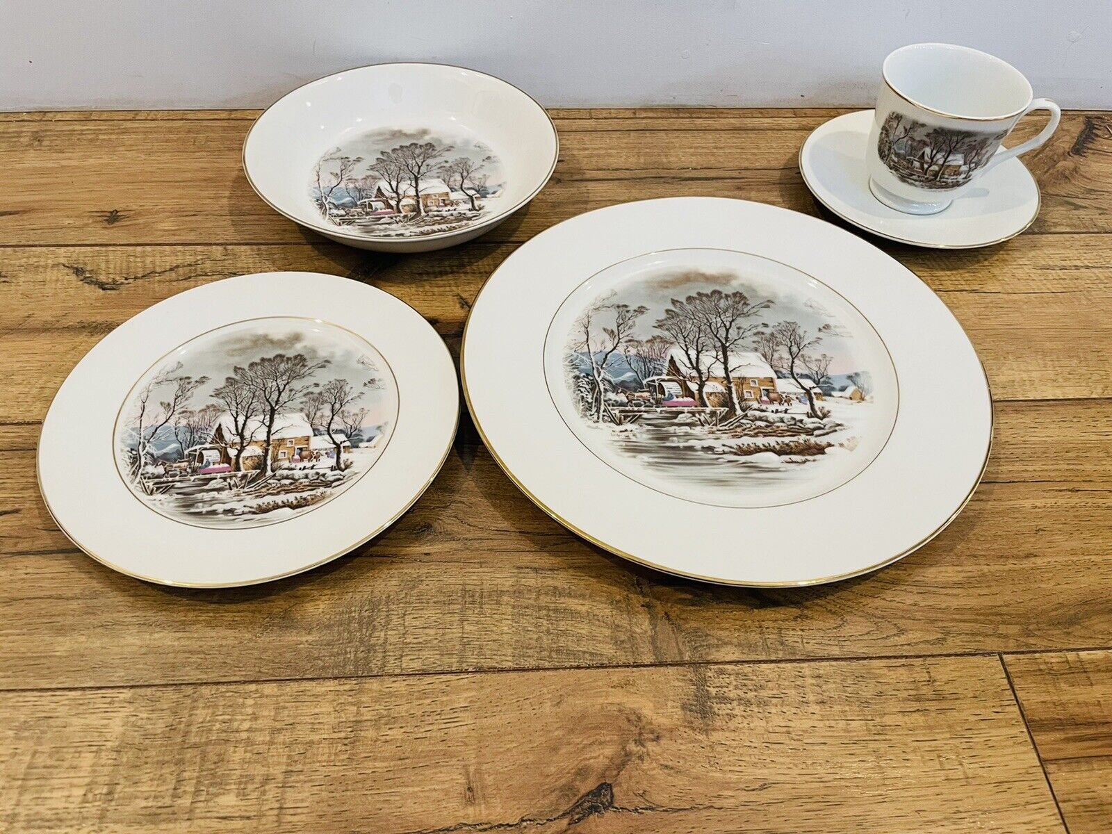 Currier and Ives 5 pc. Place  Setting (Avon) 1981