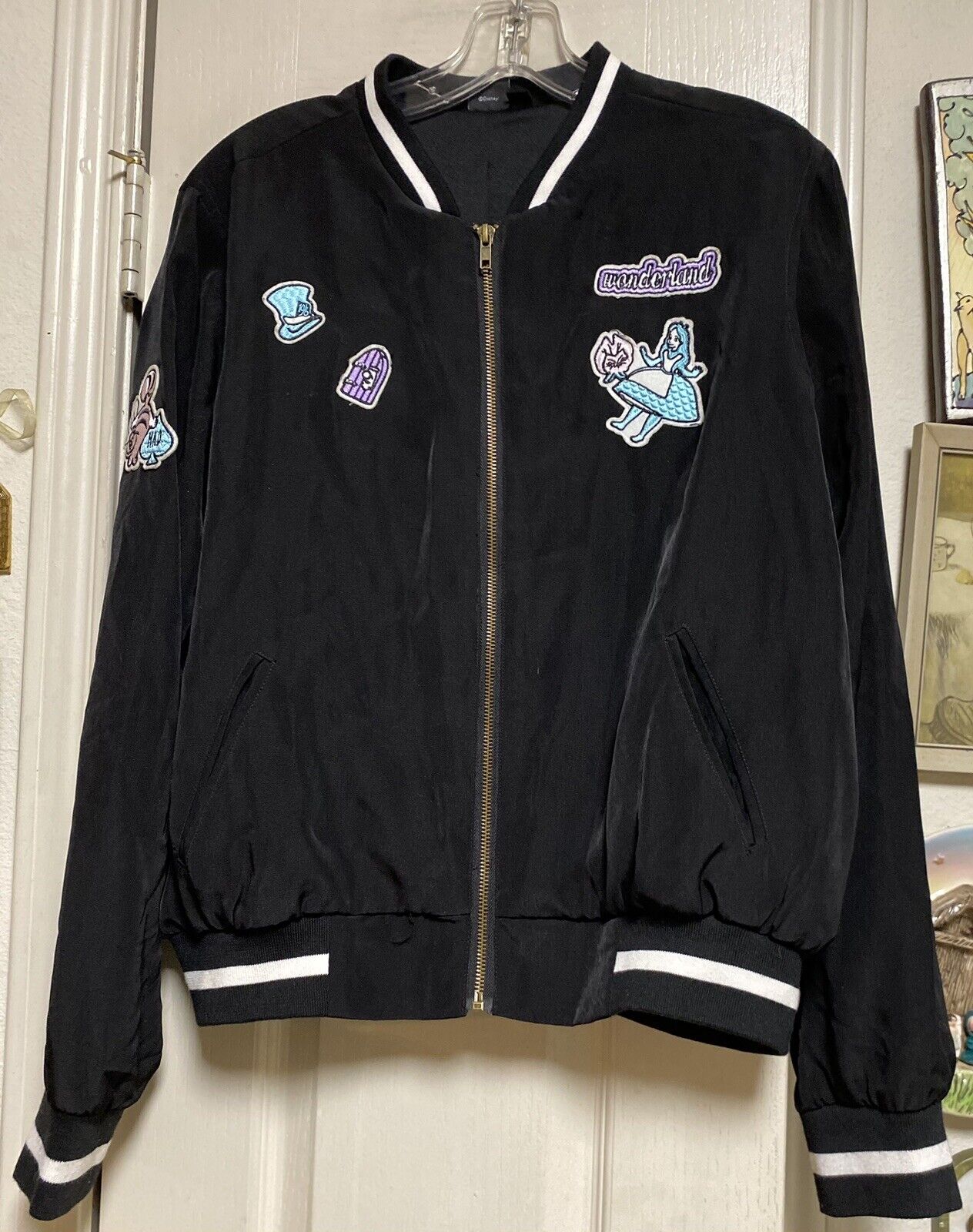 Disney Alice in Wonderland Varsity Style XL Patched Jacket 