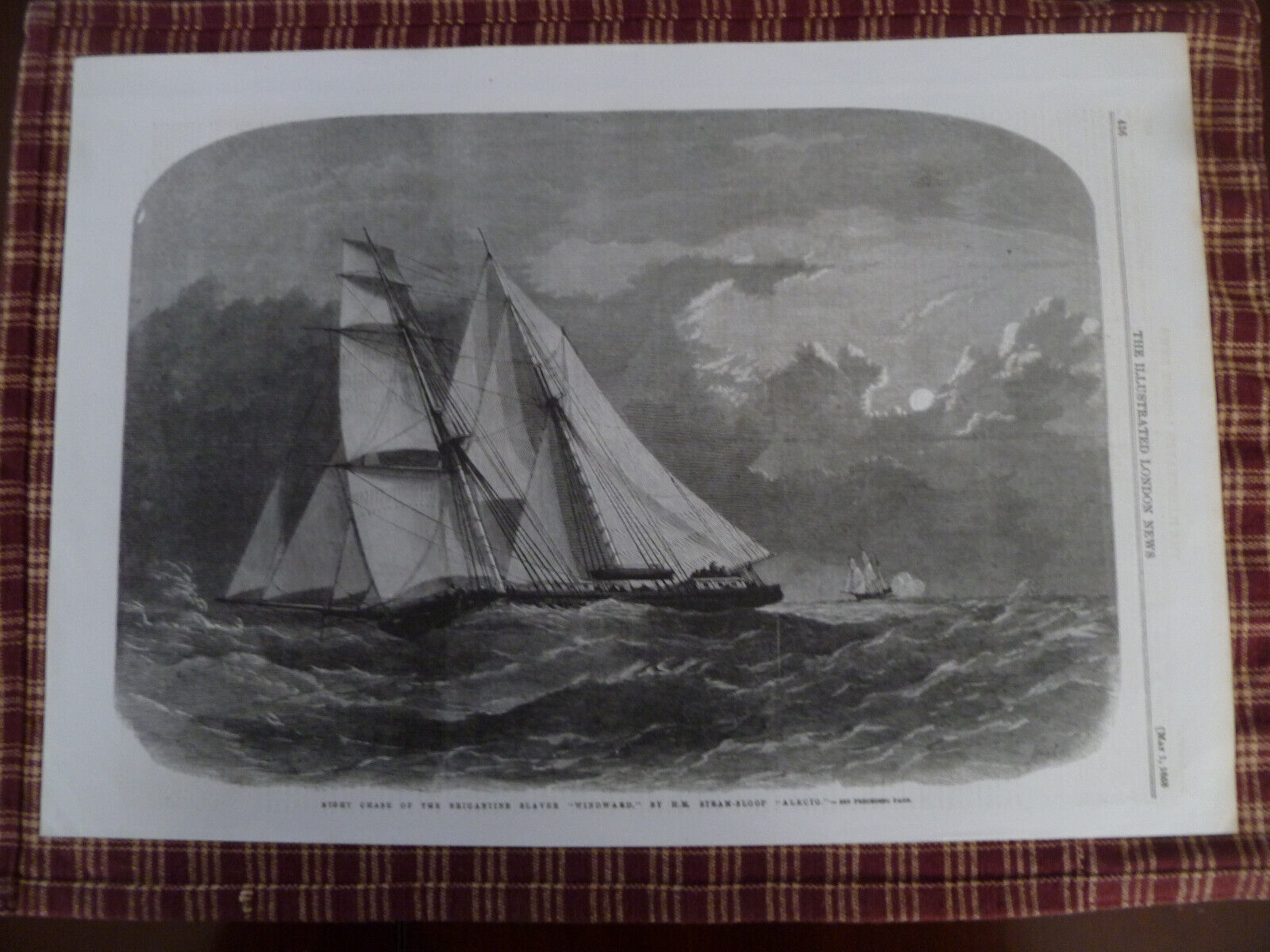 7 Pages of  SAILING SHIPS-Engravings-1800s-Ballou's-London Illustrated-Gleason's