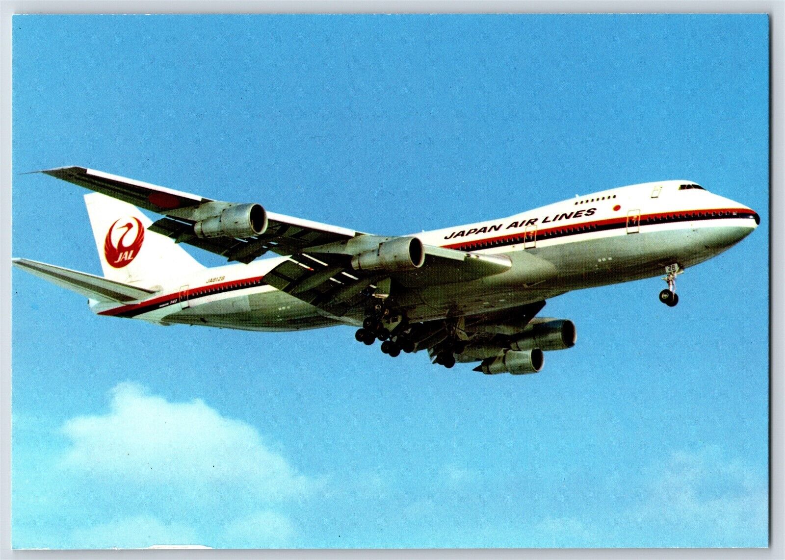 Airplane Postcard JAL Japan Airlines Boeing B-747 In Flight Landing Gear BL5