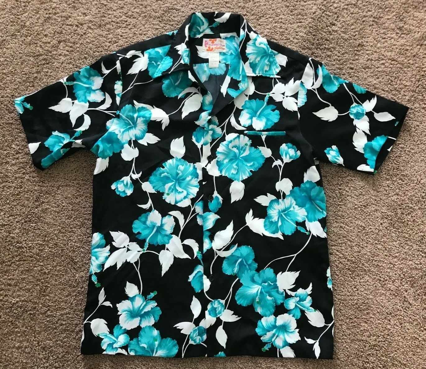 Vintage Sears Mens Hawaii Aloha 1970s Hawaiian Polyester Shirt Size Medium