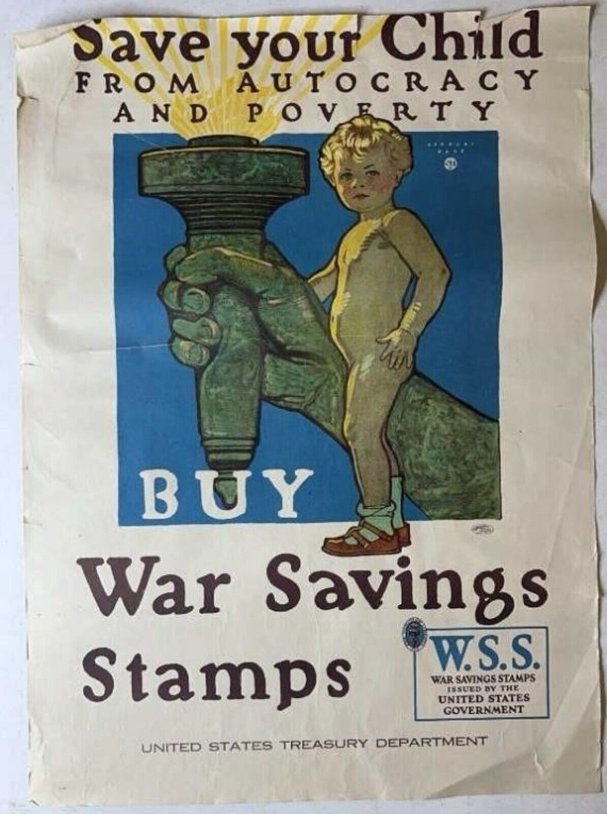 OriginalSave Your Child from Autocracy and Poverty Poster Herbert p. Listed WWI