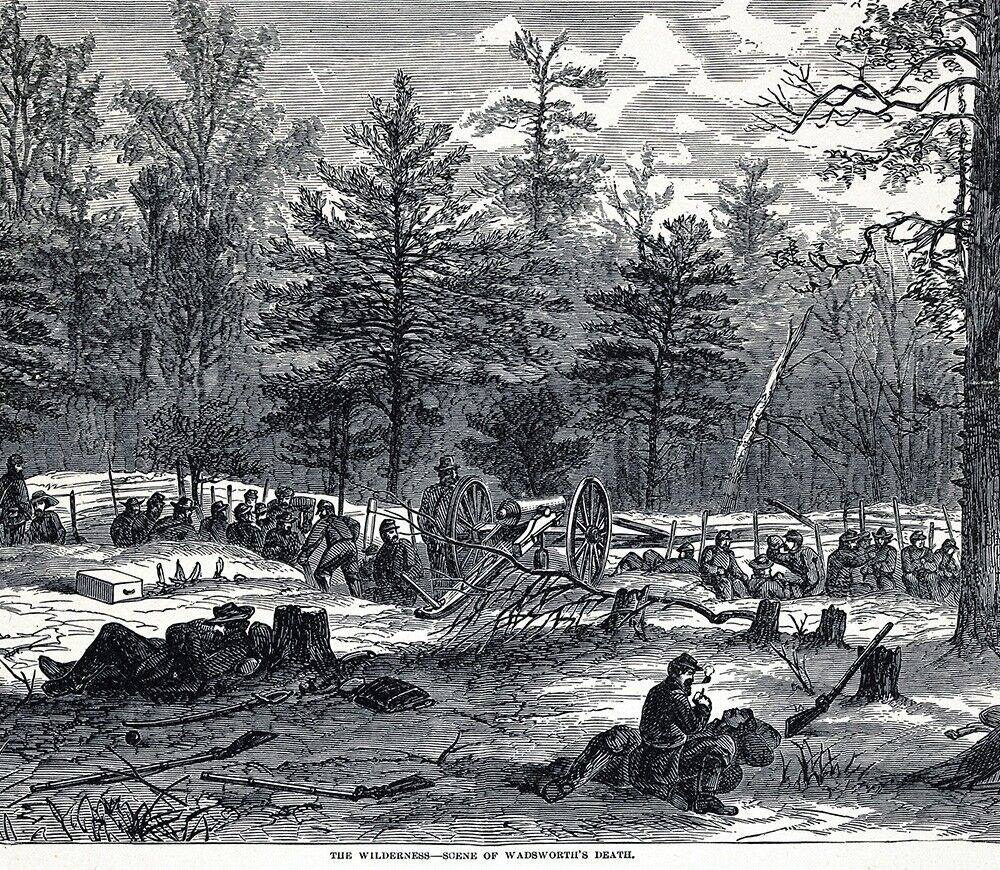 Harper Civil War Print Battle of the Wilderness General Wadsworth Death Virginia