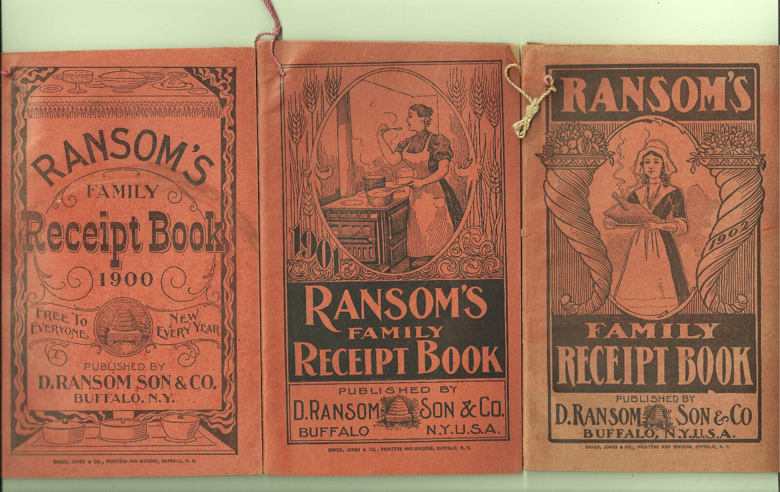 Antique 1900 1901 1902 Ransom's Receipt Books Recipes Quack Medical Buffalo NY