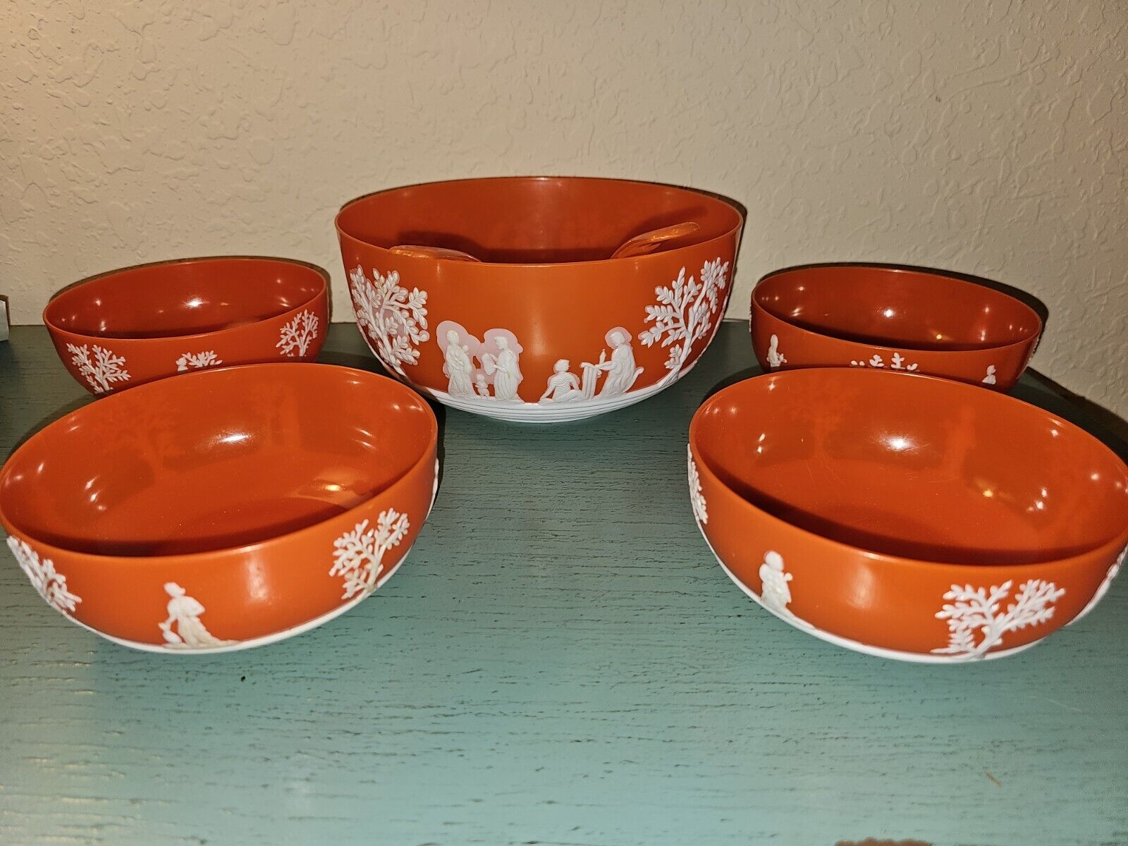 Vintage 1960's Wedgewood Jasperware-Style Plastic Serving Bowl Set-Very Rare