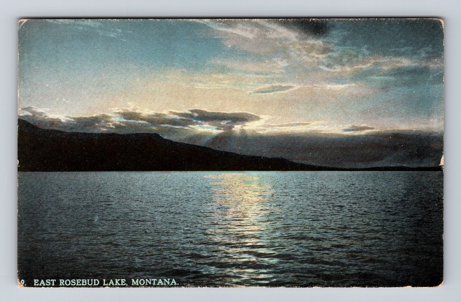 East Rosebud Lake MT-Montana, Panoramic Rosebud Lake, Vintage Souvenir Postcard