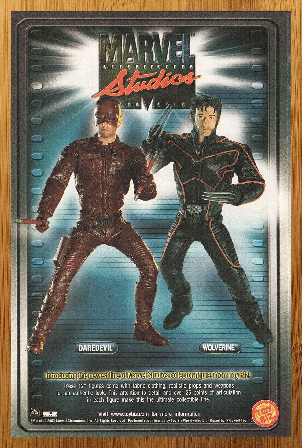 2003 Toy Biz Marvel Studios Action Figures Print Ad/Poster Daredevil Wolverine