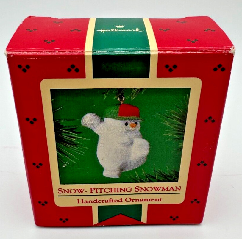 Hallmark Keepsake Handcrafted Ornament Snow-Pitching Snowman 1985