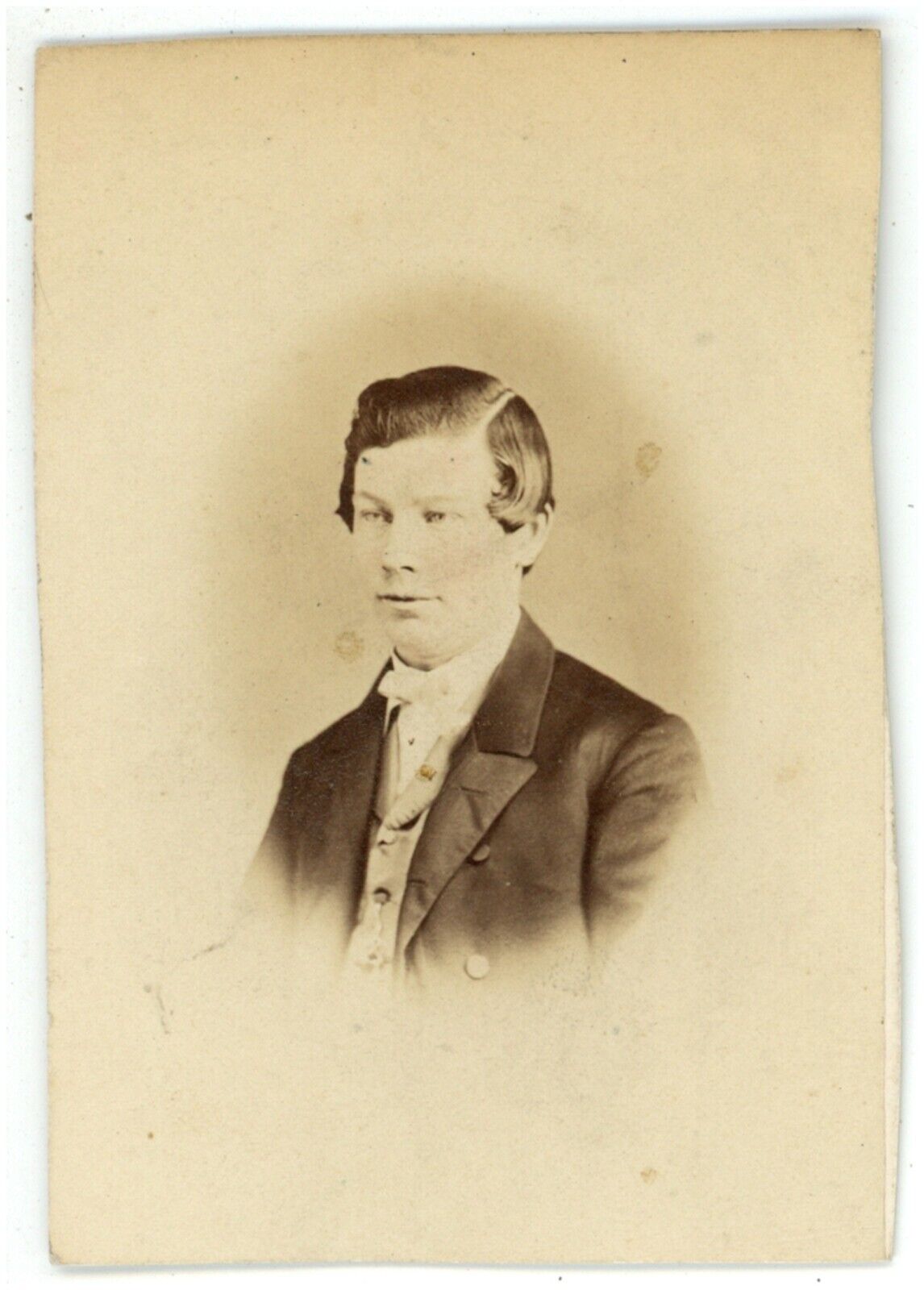 Antique CDV Circa 1870s Albright Handsome Young Man in Suit & Tie Urbana, Ohio