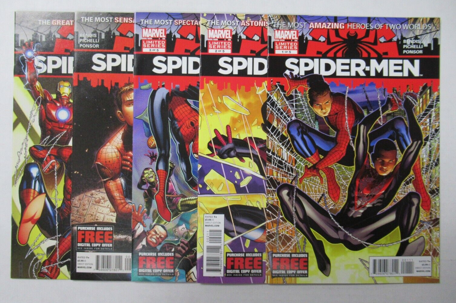2012 Marvel Comics Spider-Men #1 2 3 4 5 Run 1st Meeting Peter & Miles