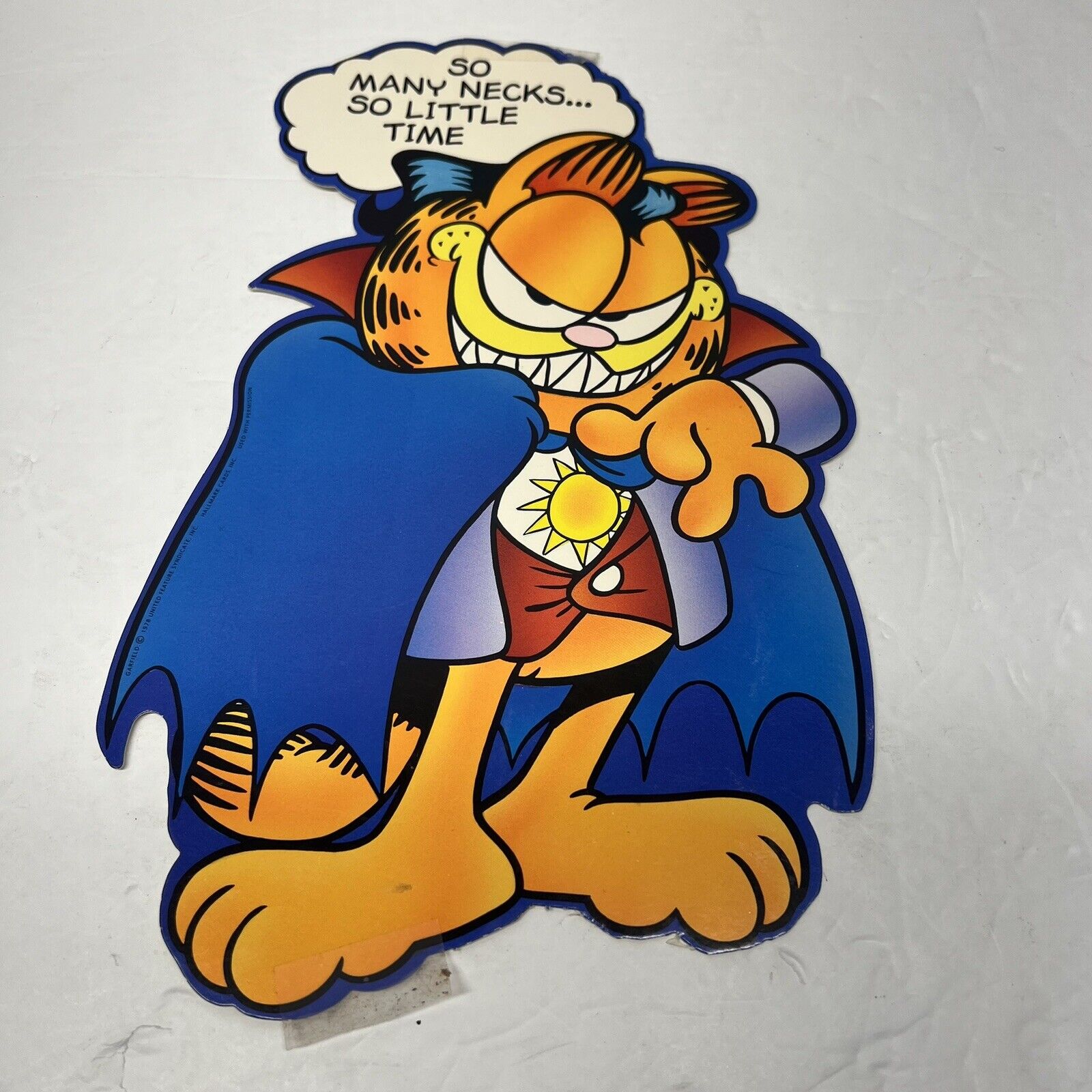 Vintage Halloween Garfield Die Cut Decoration Dracula Cat Hallmark 12\