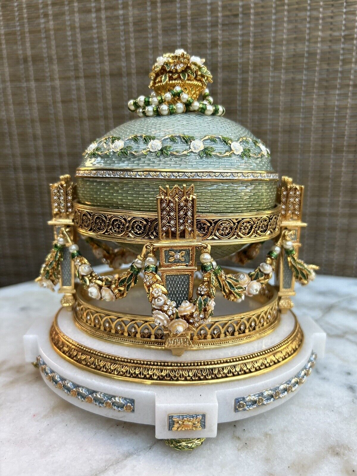 Authentic Imperial Faberge Cradle Of Garlands Egg (Trophy Egg)