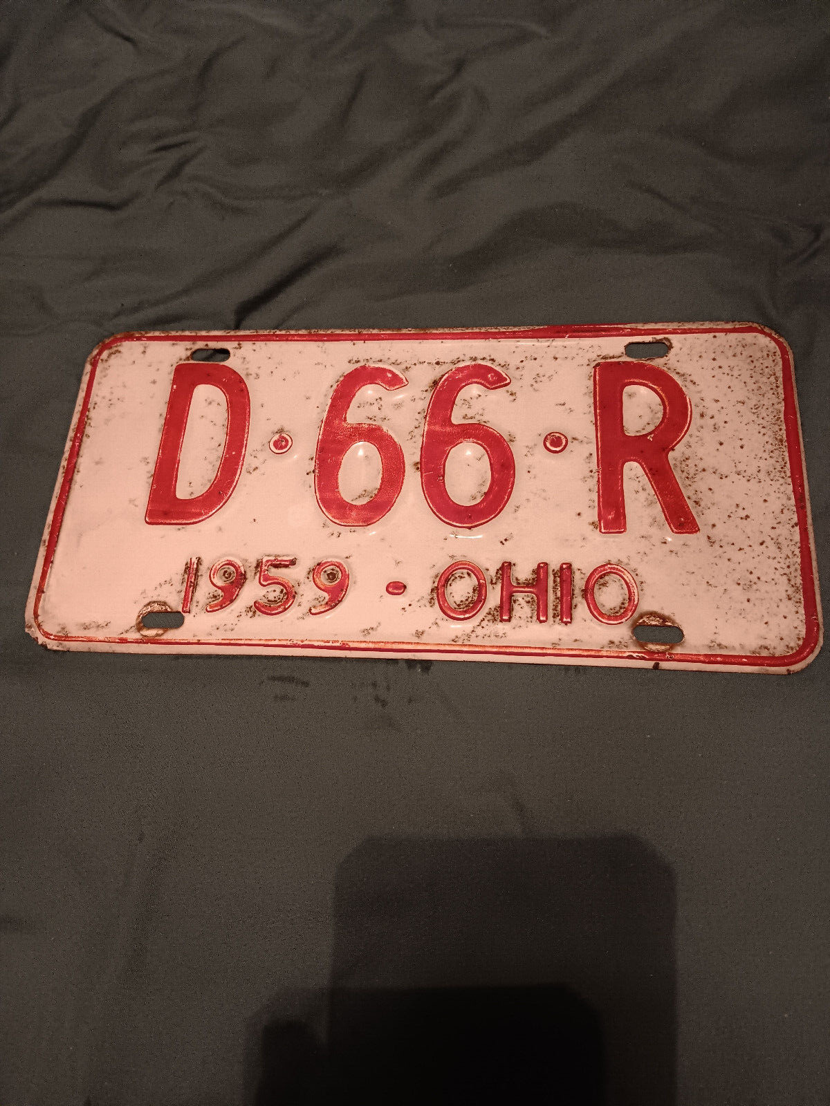 1959 Ohio License Plate - D 66 R     (Single Plate)