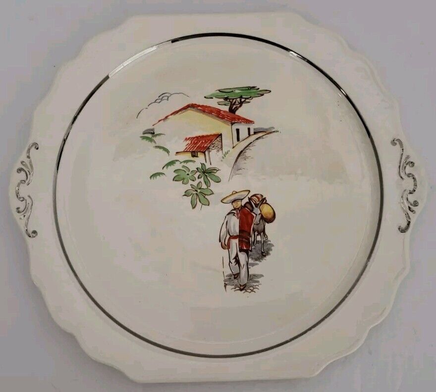 1940s Vintage Ceramic Mexican Scene Plate - Mexico