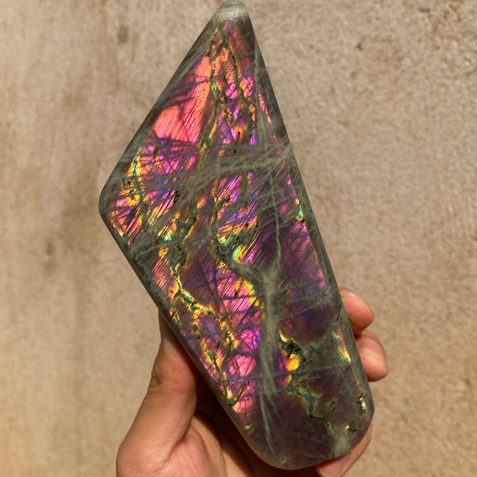 890g Natural Labradorite Quartz Crystal Freeform Mineral Specimen Healing