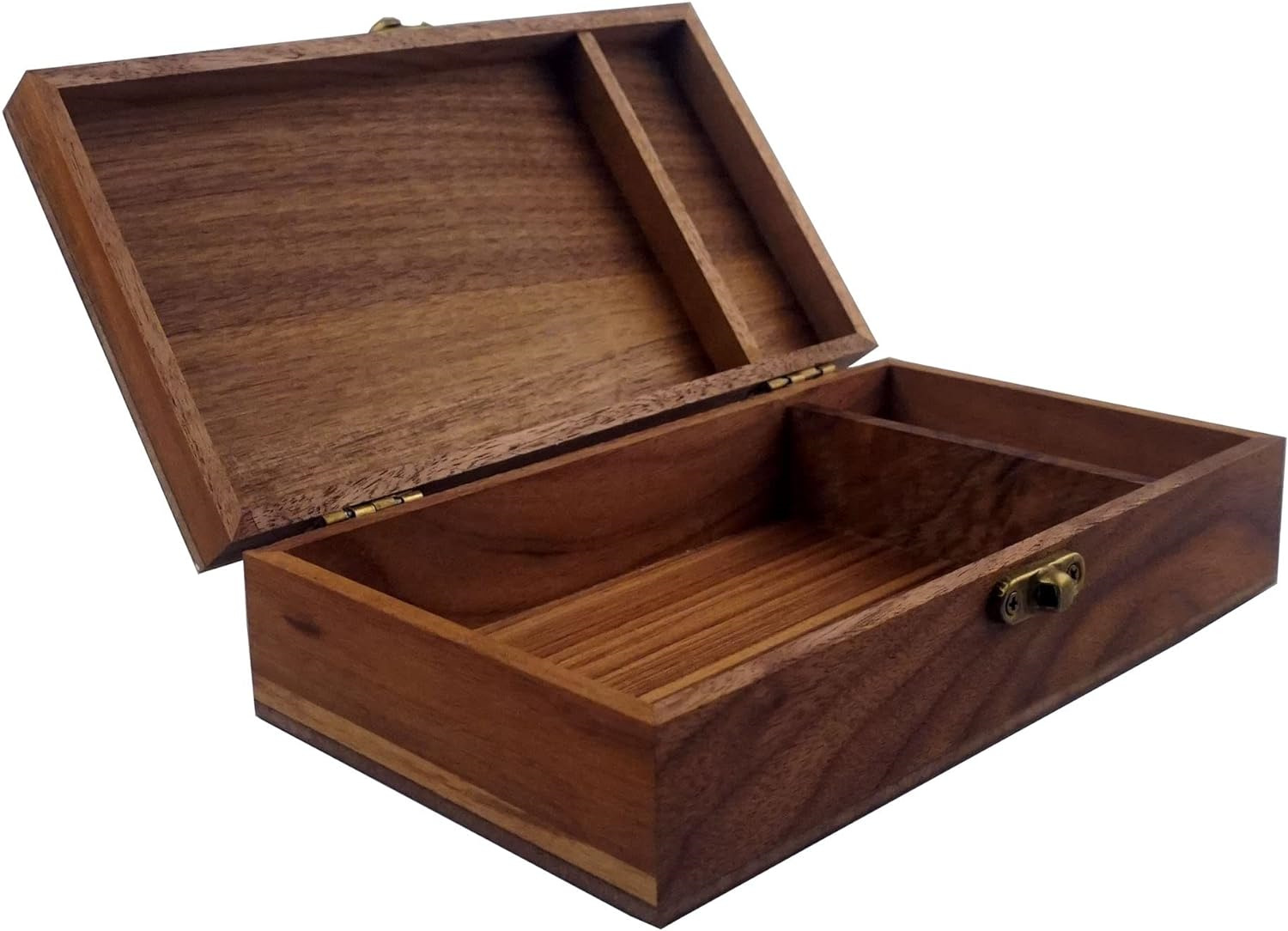 LONMAIX Walnut Handmade Walnut Partition Wooden Box for Keepsakes, Photos, Ring
