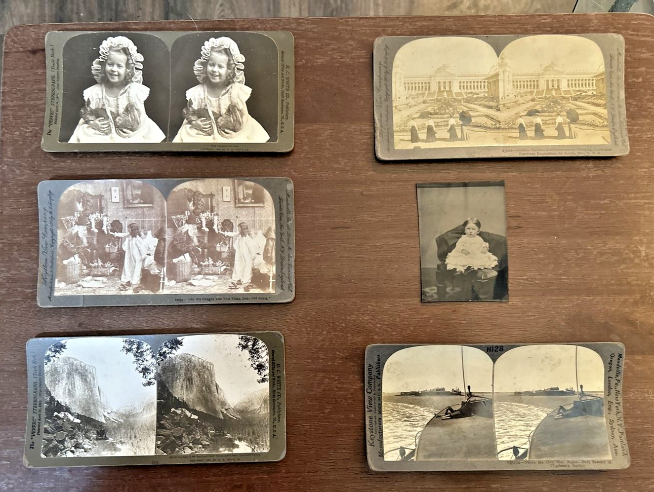 Lot 5 Vintage 1899-1900\'s StereoView cards and One TinType Catching Santa & More