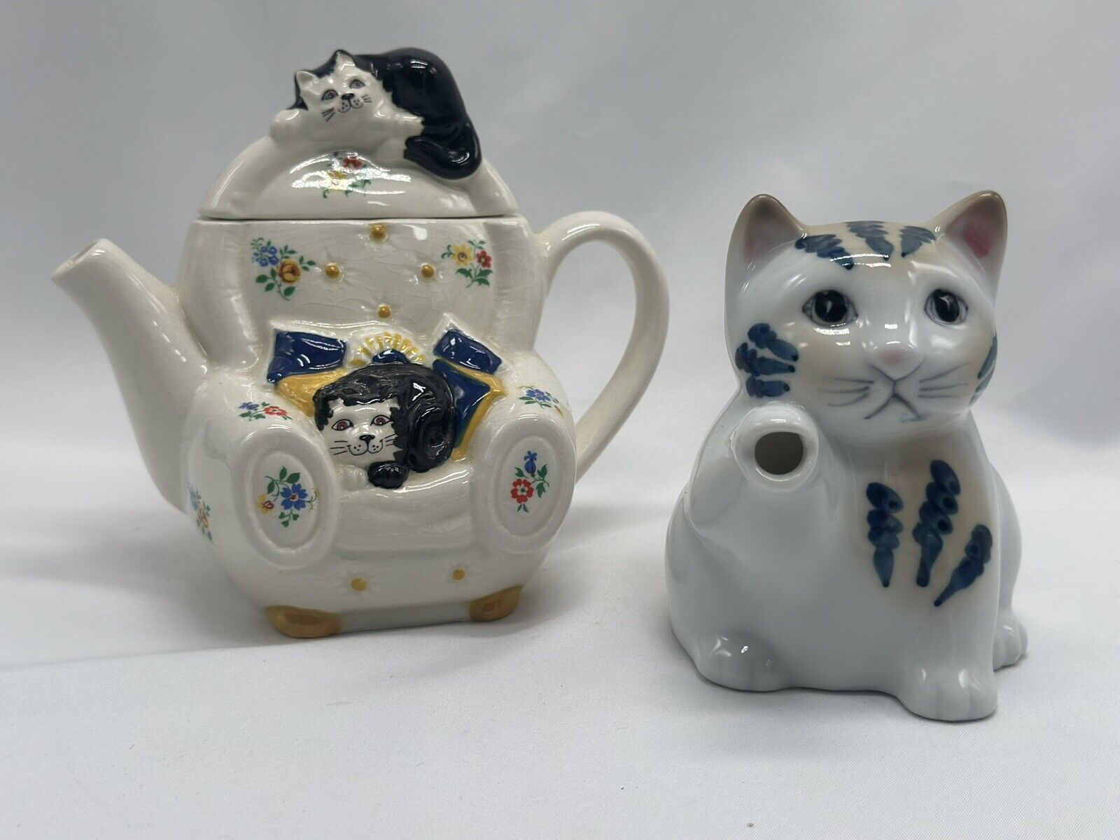 Wade England Whimsical Teapot Feline Collection & Cats Kitten Teapot Decor