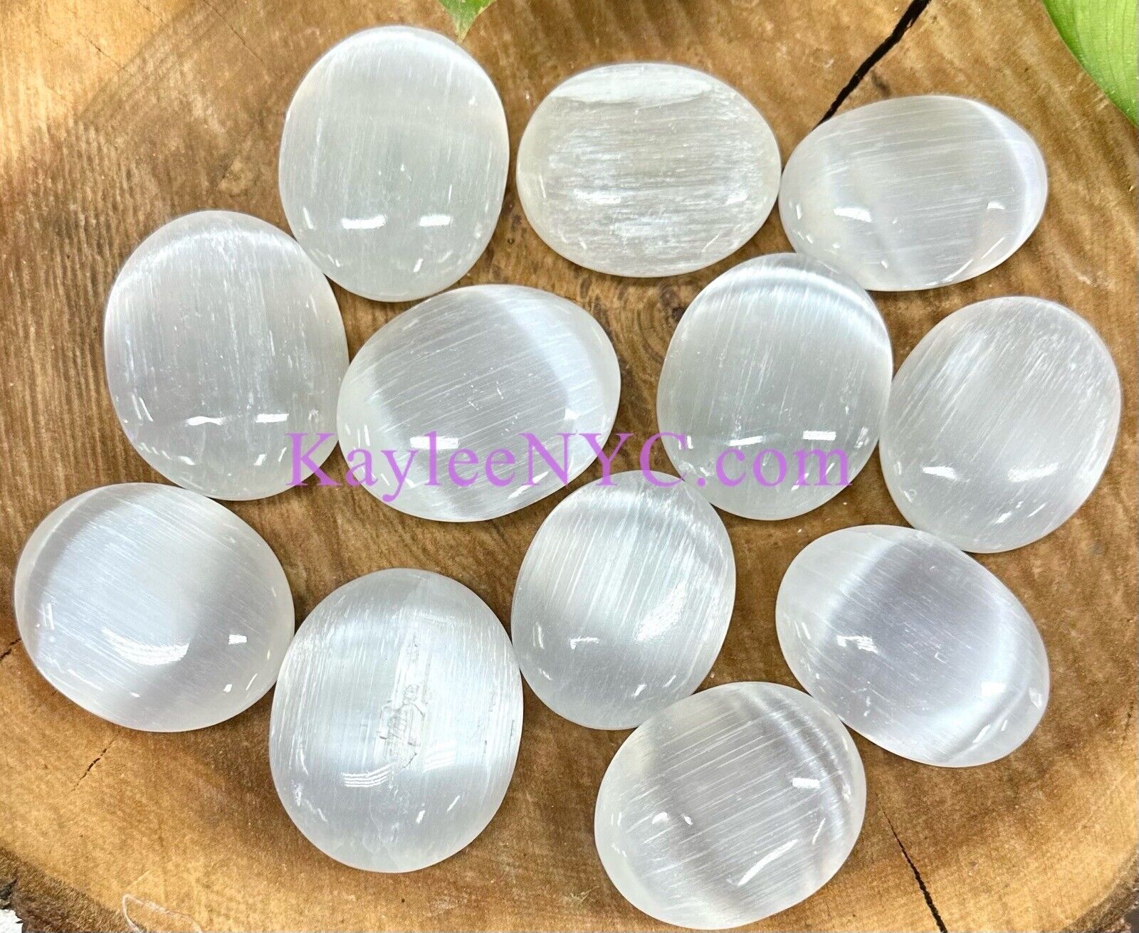 Wholesale Lot 12 PCs Natural Selenite Aka Satin Spar Palm Stone Crystal