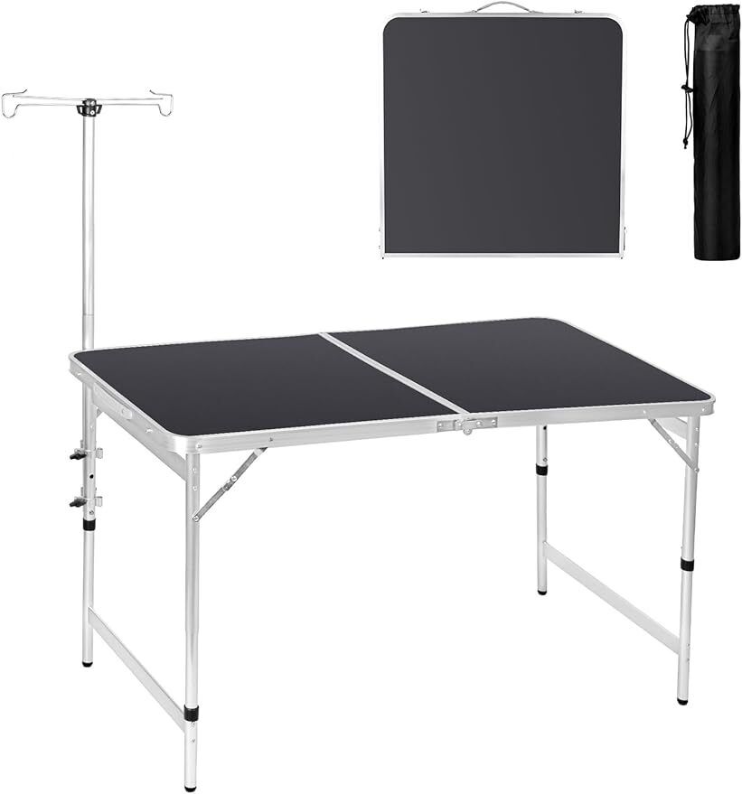 Camping Table 4ft Folding Table, Lamp Pole Fold up Lightweight Portable Table