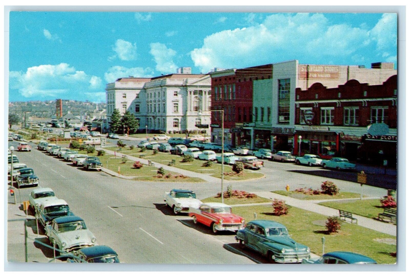 c1960\'s Third Street Looking North From Cherry Street Macon Georgia GA Postcard