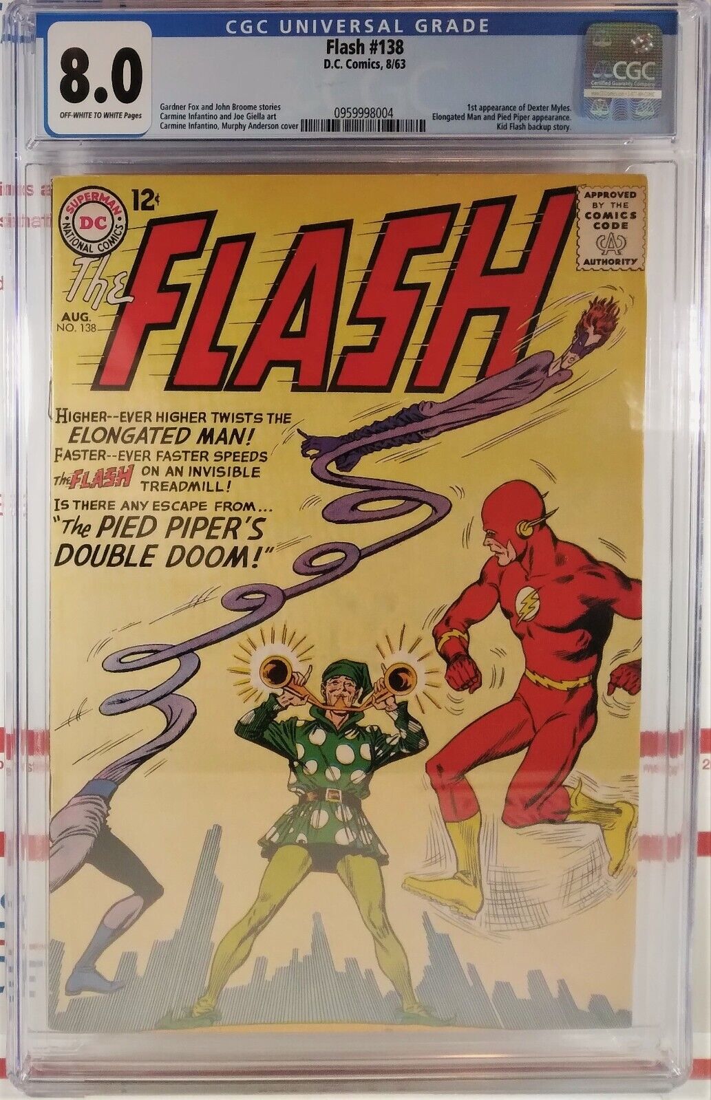 💥 CGC 8.0 VF THE FLASH #138 🔑 1st DEXTER MYLES DC COMICS 1963 Justice League