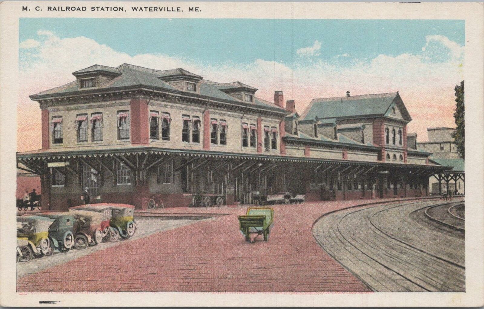 Postcard MC Railroad Station Waterville ME Maine 