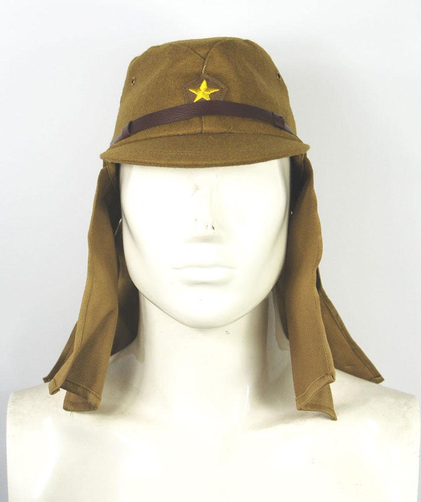 WWII WW2 Japanese Army IJA Soldier Field Wool Cap Hat With Havelock Neck Flap L 