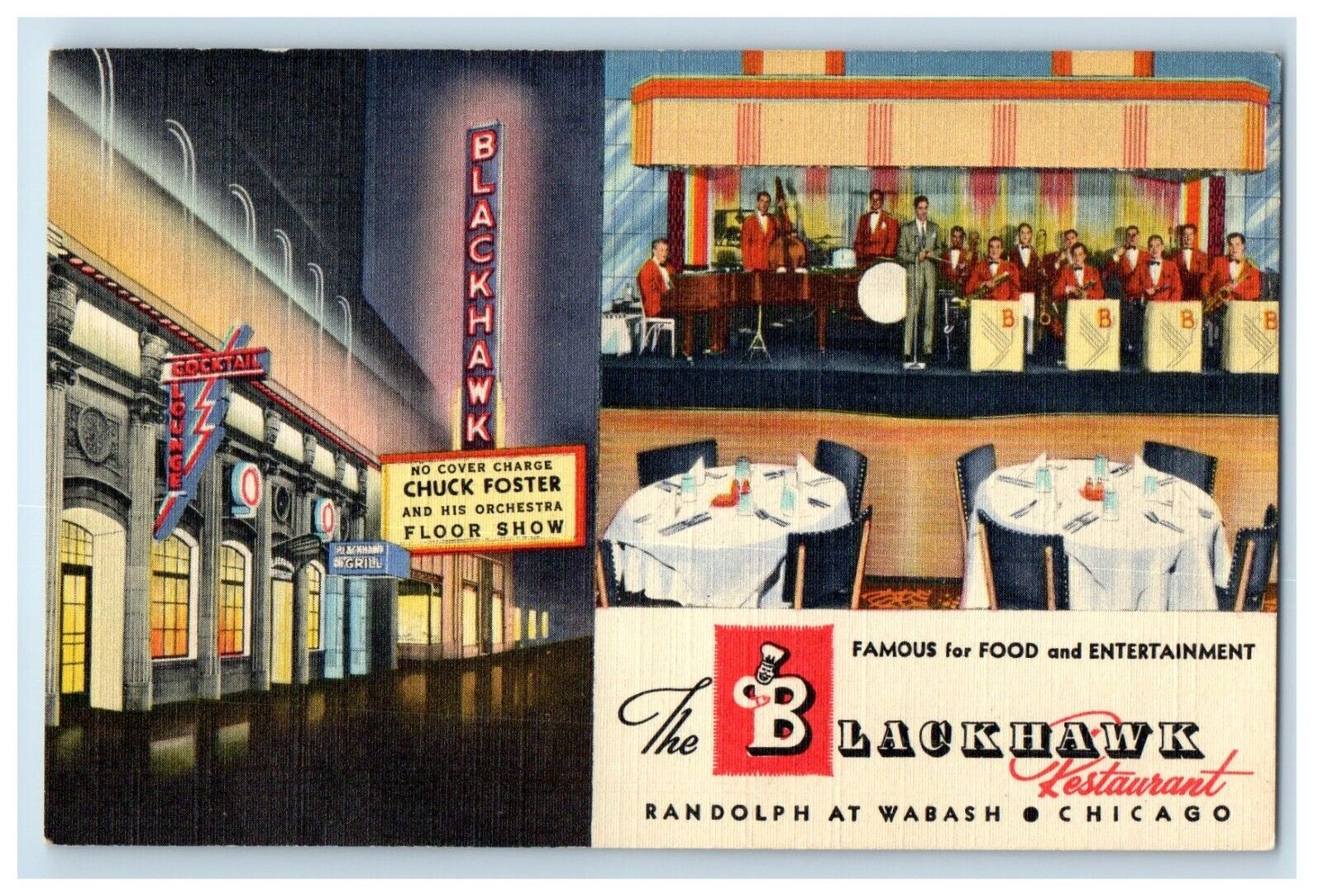 c1950's Blackhawk Restaurant Randolph And Wabash Chicago IL, Multiview Postcard