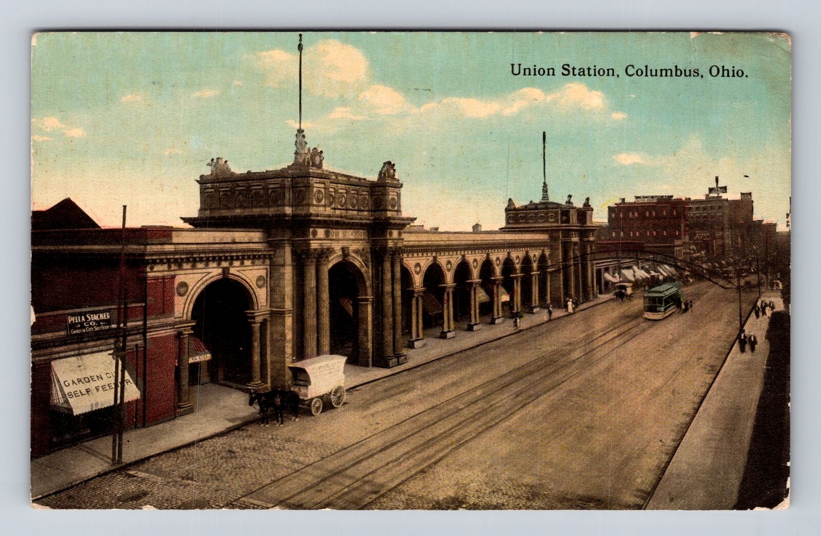 Columbus OH-Ohio, Panoramic View Union Station, Antique Vintage c1914 Postcard