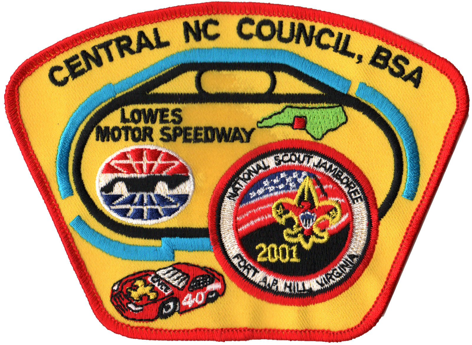 2001 Jamboree Central NC Council Lowes Motor Speedway JSP Red Bdr (AR921)