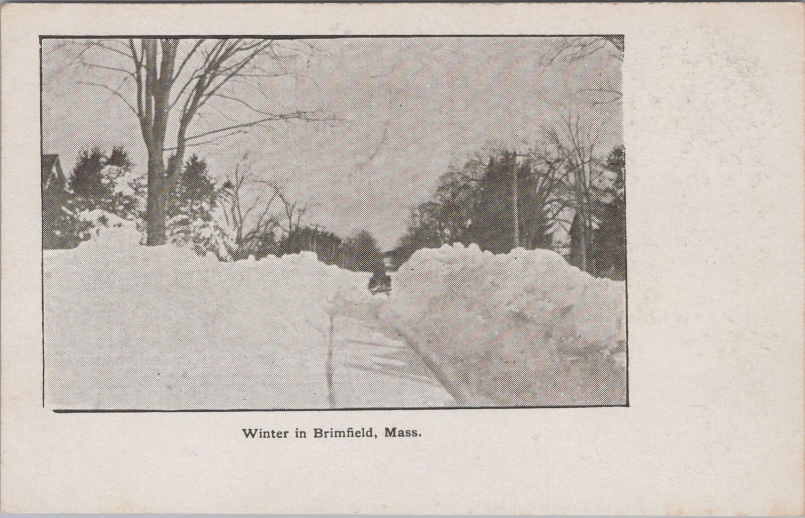 Winter in Brimfield Massachusetts c1900s Unposted Postcard
