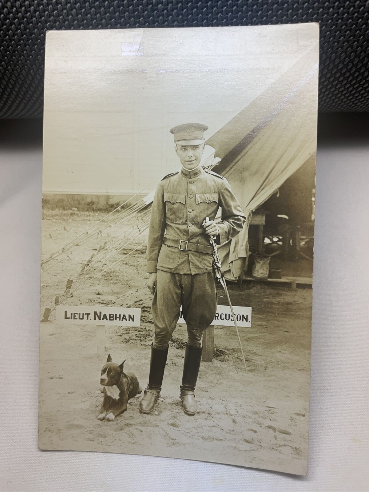 Vintage WW1 RPPC, AZO Paper Early 1900’s Officer With Dog.OVERSEAS PHOTO