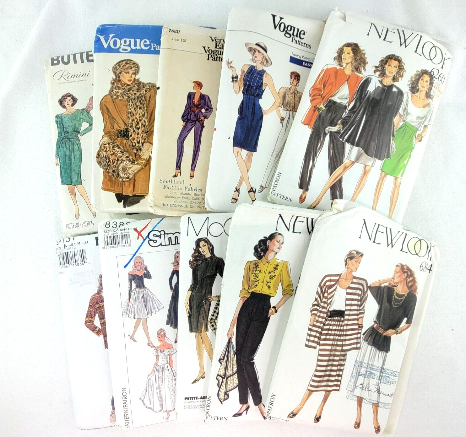 10 VTG 1980\'s - 1990\'s Vogue New Look Simplicity Sewing Patterns Lot Size 8-18