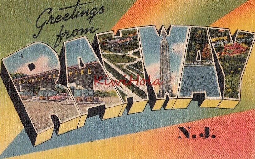 Postcard Large Letters Greetings from Rahway NJ New Jersey