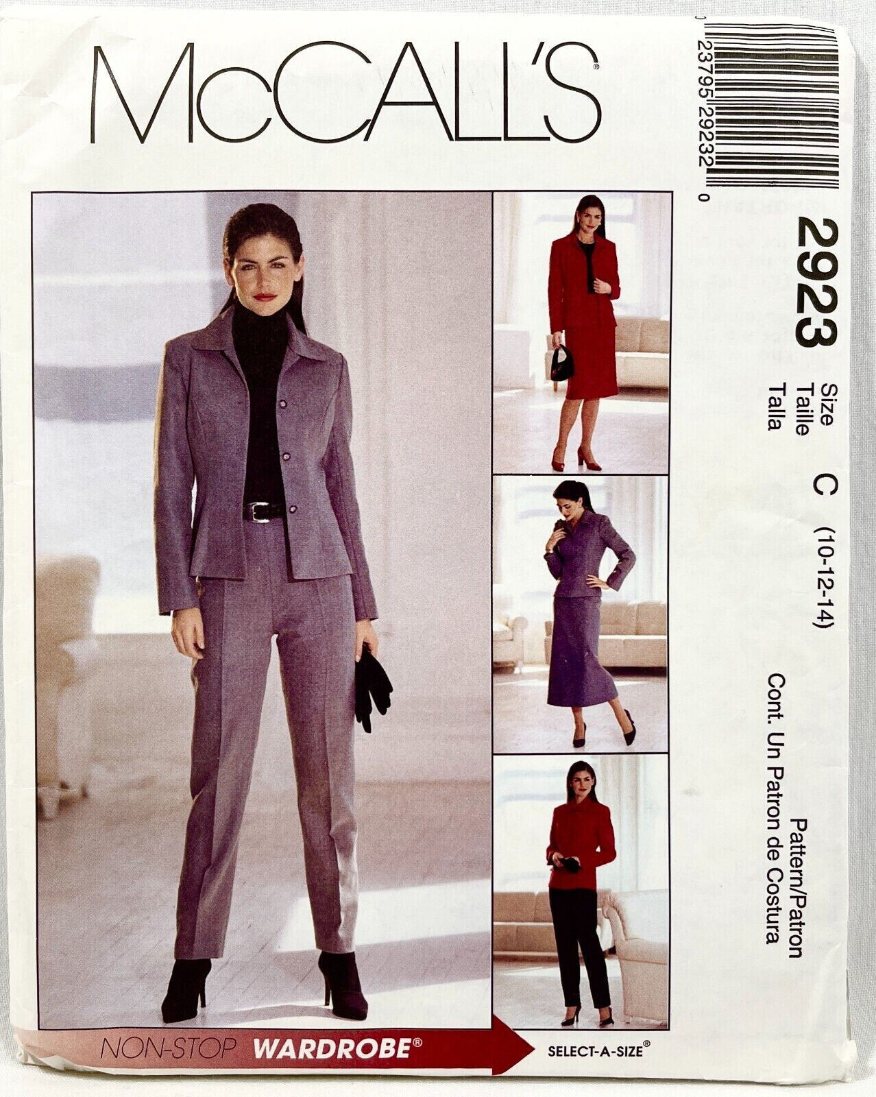 2000 McCalls Sewing Pattern 2923 Womens Jacket Pants Skirt 2 Lengths 10-14 11708