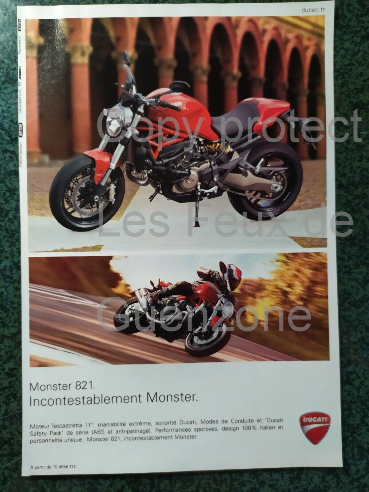 2015 DUCATI MONSTER 821 MOTORCYCLE DOCUMENT CUTOUT ADVERTISEMENT 