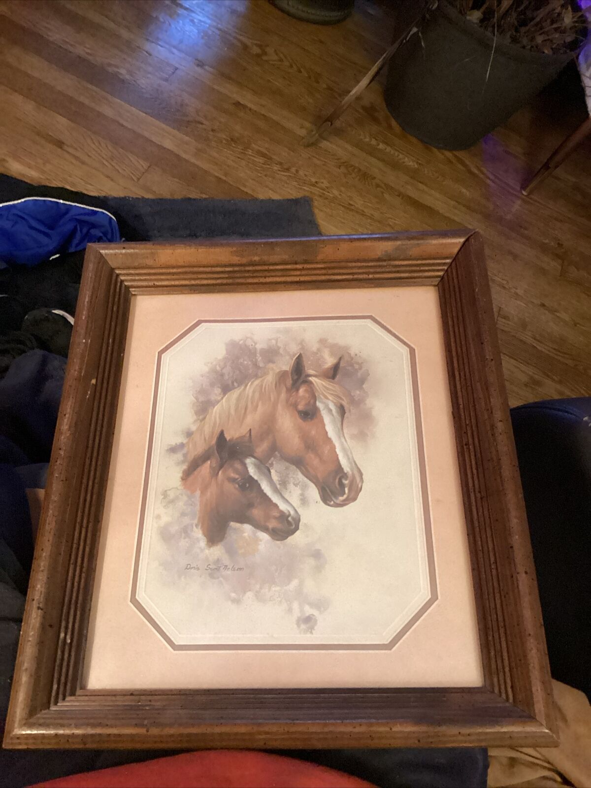 VTG Horse Print Mare and Foal Framed/Matted Artist: Doris Scott Nelson