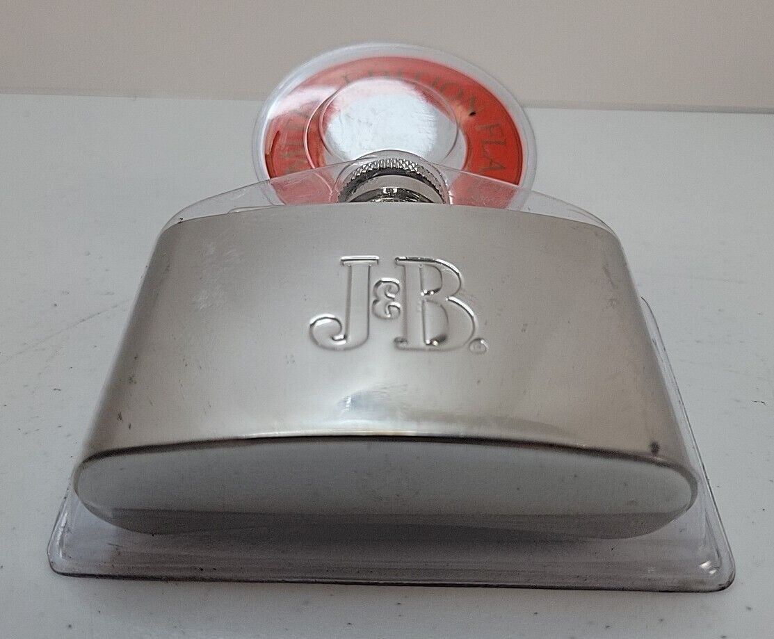 J & B Scotch Whiskey Limited Edition Stainless Steel Short Flask Rare New J&B