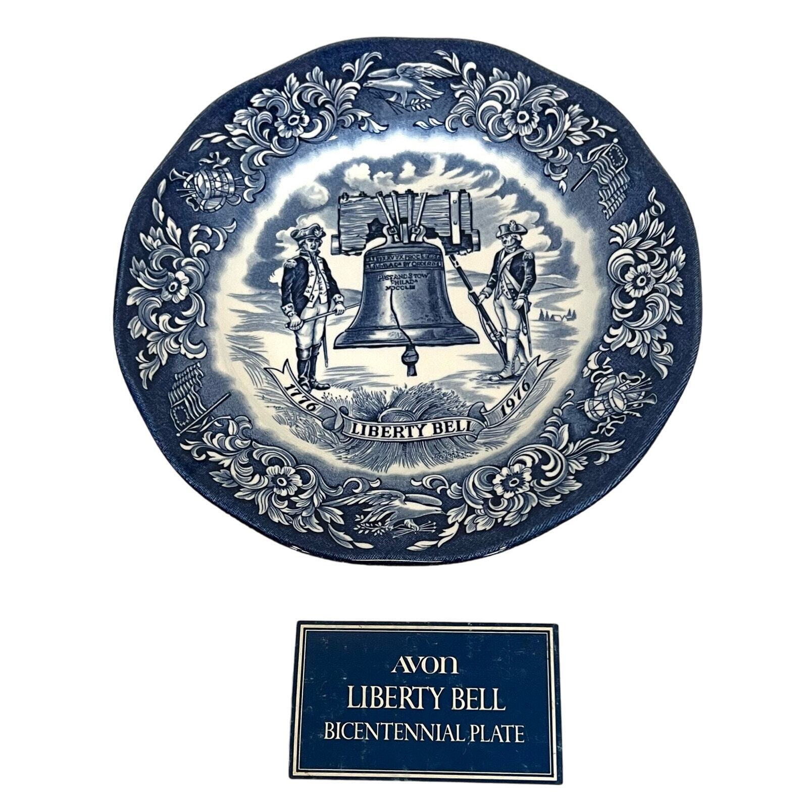 Avon 1976 Liberty Bell Bicentennial Plate England by Enoch Wedgwood Blue 7.5\