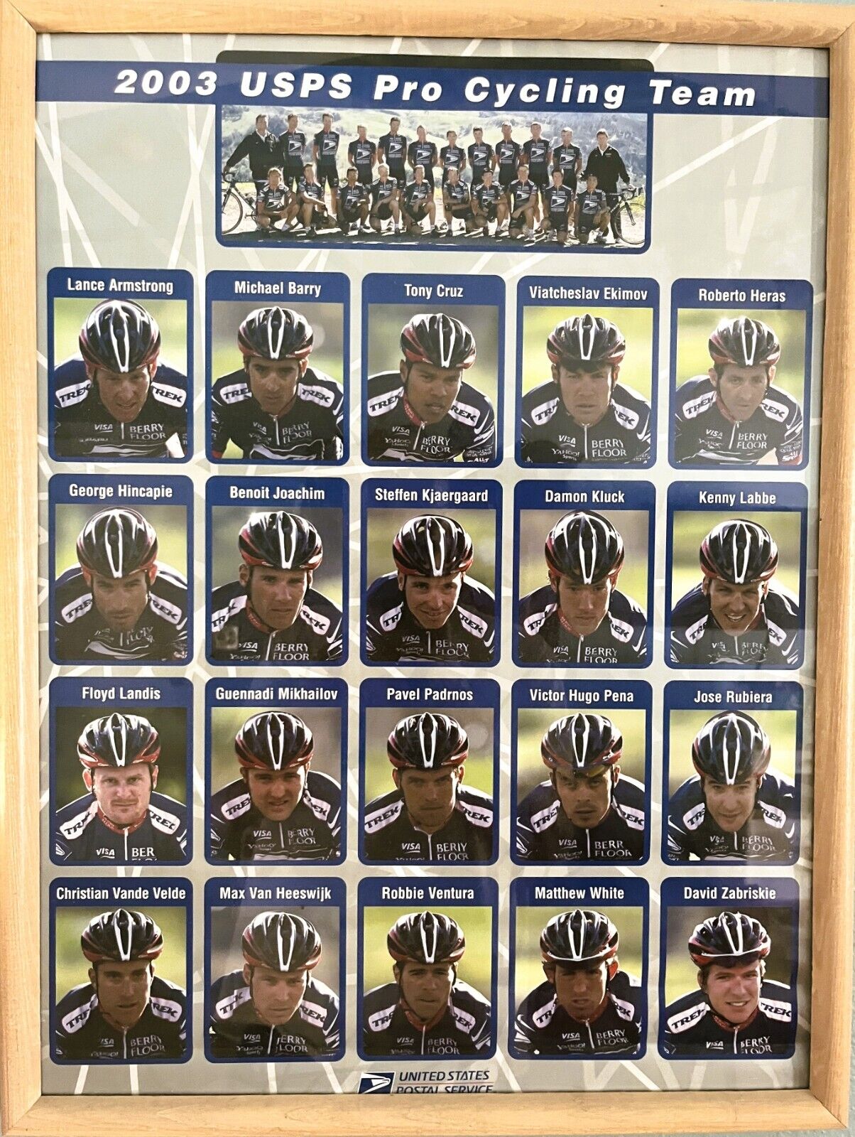 2003 Entire USPS Pro-Cycling team picture, with 2 Tour DeFrance winners