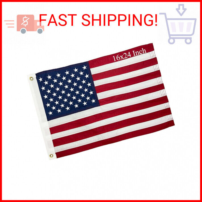 American Flag Boat USA Flags 16x24 Inch Made in USA Small US Flag Embroidered St